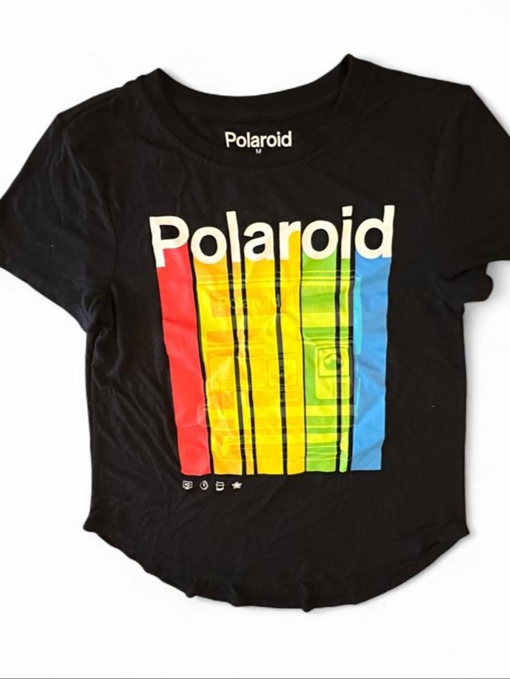 Polaroid Men’s Rainbow Logo Graphic Tee Medium Black